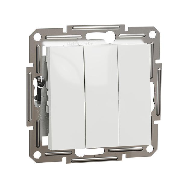 Выключатель трехклавишный SE EPH2170121 Asfora 10AX механизм винт. клеммы белый фото 1