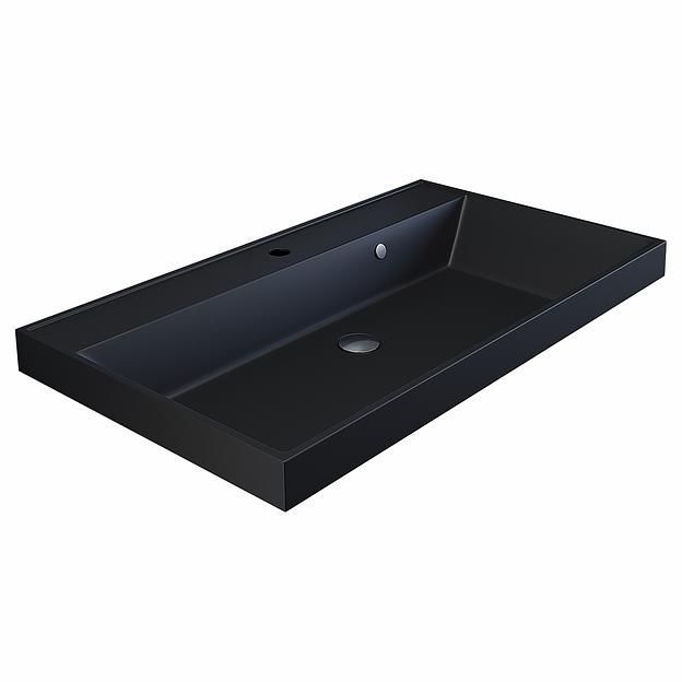 Раковина кварцевая для ванной комнаты Uperwood Classic Quartz 80 см, черная матовая, уголь фото 5