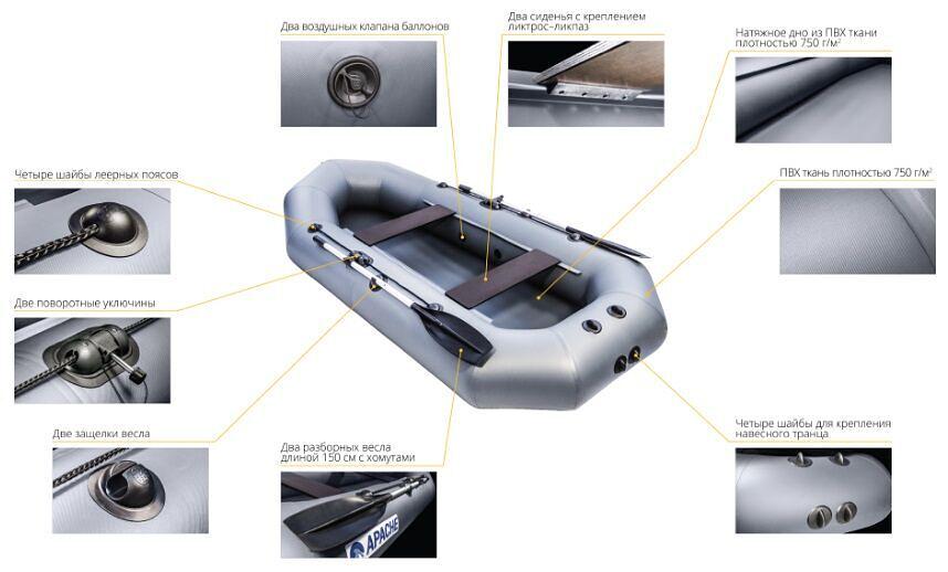 Лодка Апачи(Apache) 220, 2200*1200*340 мм., цвет: графит фото 6