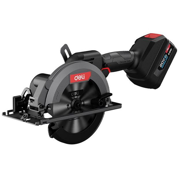 Циркулярная пила аккумуляторная Deli DE-YJ20-1D4 (2 АКБ*4Ач + ЗУ, 20V, 6900об/мин, диаметр диска 150мм, диск в комплекте, сумка) фото 1