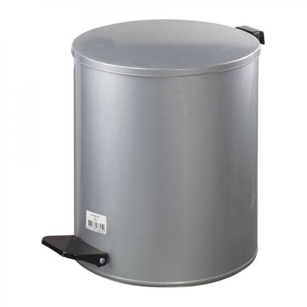 Ведро-контейнер для мусора с педалью УСИЛЕННОЕ, 15 л, кольцо под мешок, серое, оцинкованная сталь, Россия (603977) фото 1