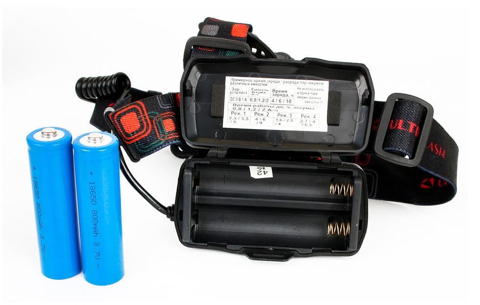 Фонарь налобный Ultraflash E1333 черный 4Вт лам.:светодиод. встроенный аккумулятор (13903) фото 7