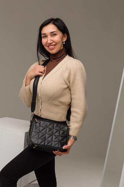 Женская сумка стеганая через плечо чёрная опт фото 1