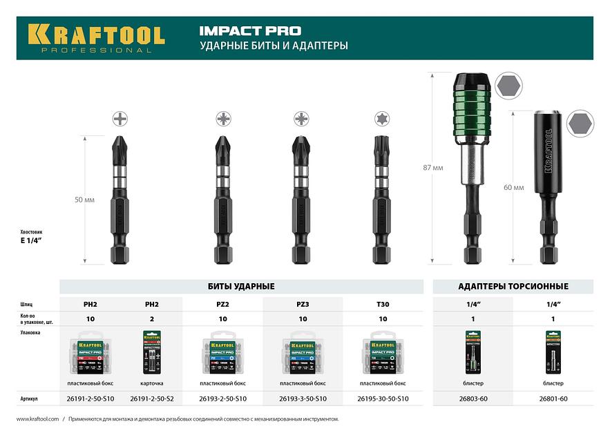 KRAFTOOL Impact PZ3, 50 мм, 10 шт, ударные биты (26193-3-50-S10) фото 10