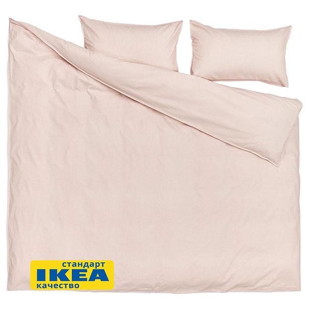 Пододеяльник евро, 2 наволочки ПАЛЬМЕ (ИКЕА БЕРГПАЛМ) 200x200/50x70, светло-розовый, бязь KL-20500657 фото 2