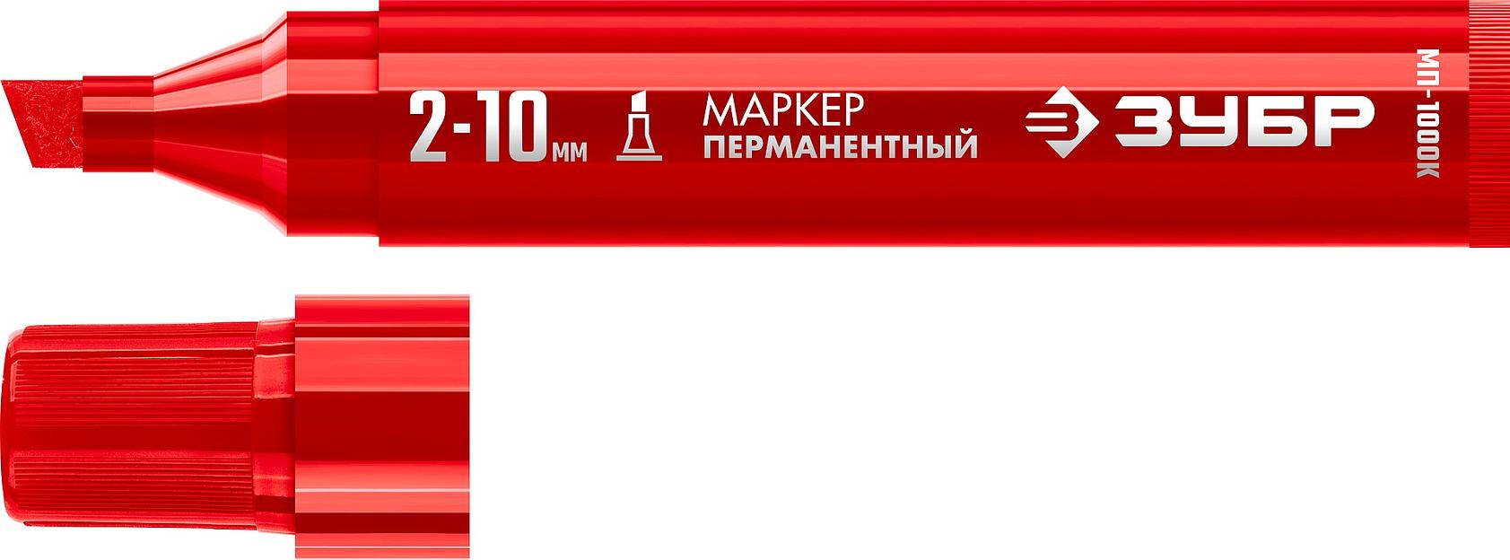 ЗУБР МП-1000К красный, 2-10 мм, клиновидный перманентный маркер (06333-3) фото 1