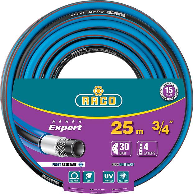 RACO EXPERT, 3/4″, 25 м, 30 атм, четырёхслойный, армированный, поливочный шланг (40302-3/4-25) фото 1