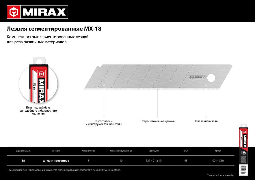 MIRAX MX-18, ширина 18 мм, 10 шт, сегментированные лезвия (0914-S10 ) фото 5