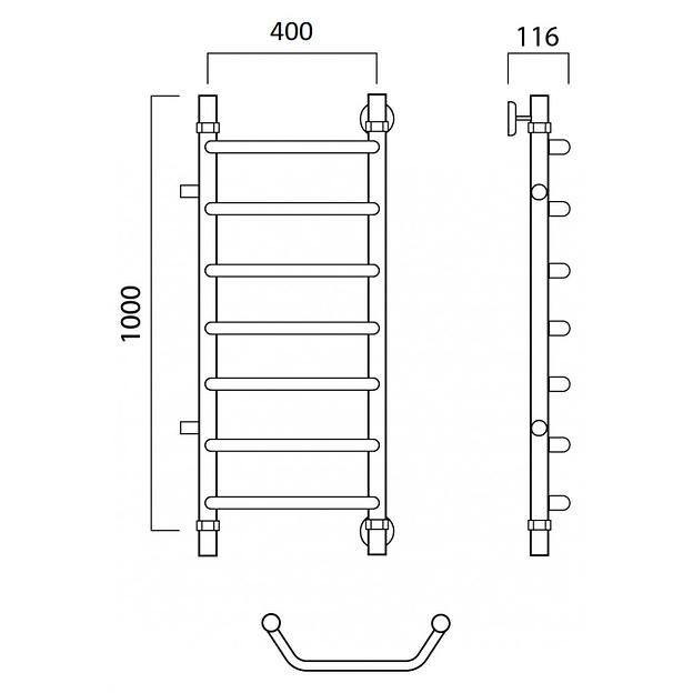 Полотенцесушитель водяной Роснерж Трапеция L108001 100x40 с боковым подключением 600 фото 2