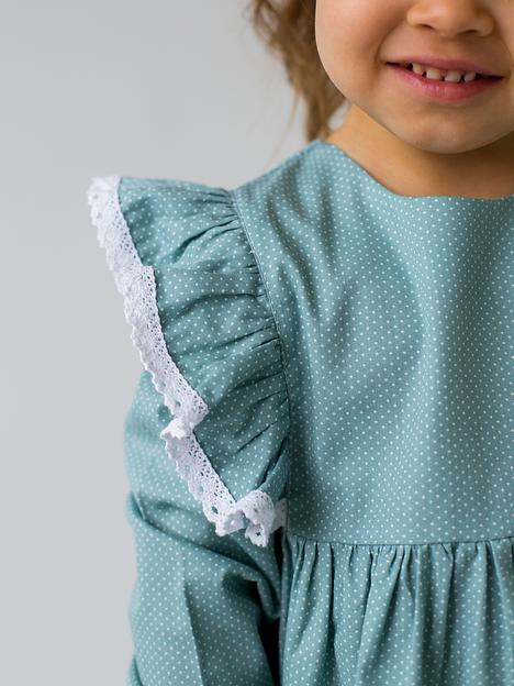 Платье MINI DI «Кристи» горошек на нефрите, арт.120/410 ОПТ фото 3