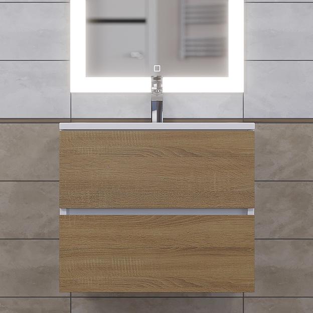 Тумба под раковину для ванной Uperwood Barsa 60 см, подвесная, белая/дуб сонома фото 2