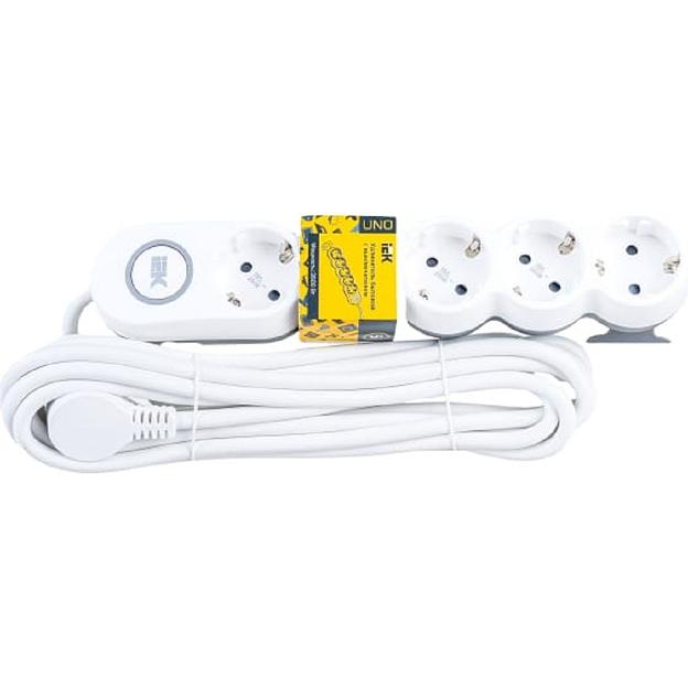 Iek WYP53-16-05-05-ZK Удлинитель У05В с выключателем 5 мест 2P+PE/5м 3х1,5мм2 16А/250В UNO фото 1