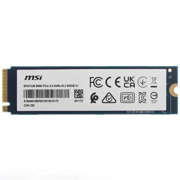 SSD накопитель MSI PCIE 4.0 NVME M.2 500GB SPATIUM M450 500GB V1 фото 2