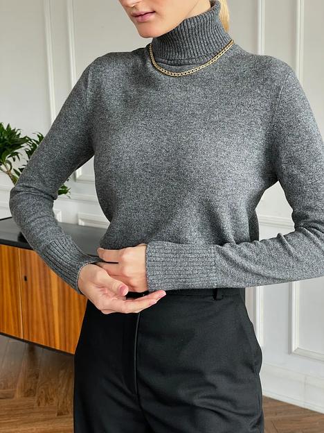 Мериносовая водолазка серый меланж ОПТ фото 2