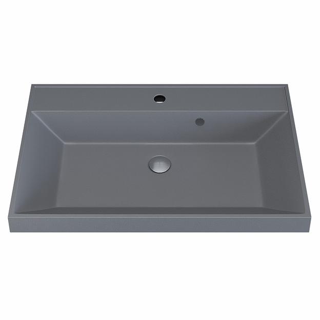 Раковина кварцевая для ванной комнаты Uperwood Classic Quartz 70 см, серая матовая, бетон фото 5