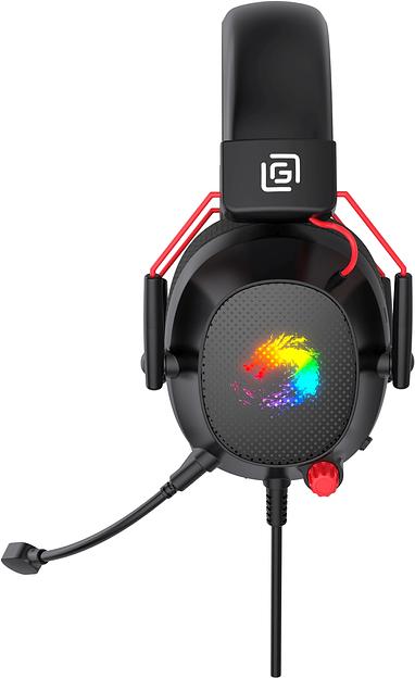 Наушники с микрофоном Оклик HS-L305G черный/красный 2м мониторные оголовье (2060511) фото 3