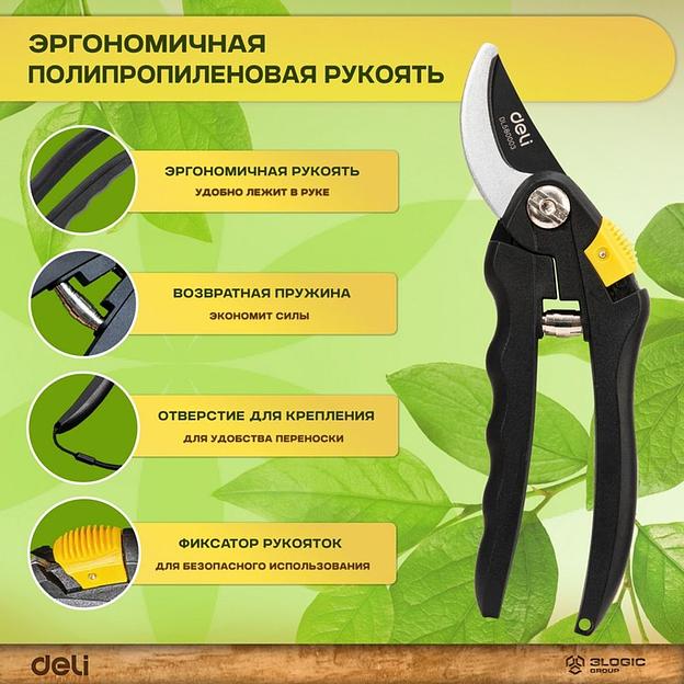 Набор сучкорез, кусторез, секатор Deli DL580003 длина 67/52/20 см, макс. диаметр реза 30/6/15 мм, сталь 55С фото 9