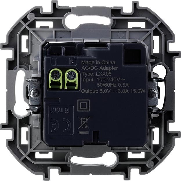 Legrand 673760 Зарядное устройство с двумя USB-разьемами A-C 240В/5В 3000мА - INSPIRIA - белый фото 2