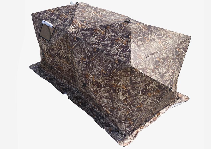 Палатка СТЭК куб 4 Дубль КМФ камыш, 440*220*205 см, выход под трубу фото 5