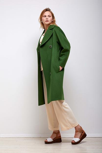 Женское демисезонное пальто двубортное Mmoda зелёный, арт.2202662-1 фото 1