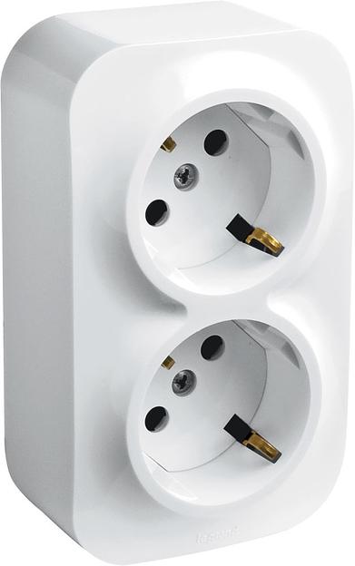 Блок силовая (2розет.) Legrand Quteo (782237) зазем. штор. IP20 белый фото 2