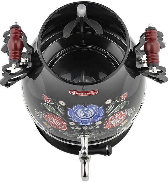Самовар Centek CT-0091 B (черн+рисунок), 4.0л, 2300Вт, поддерж.t + LED индикатор, керам заварник фото 4