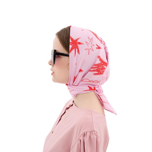 Женский платок «Заяц и Голубь» искусственный шёлк Армани 55×55 см фото 7