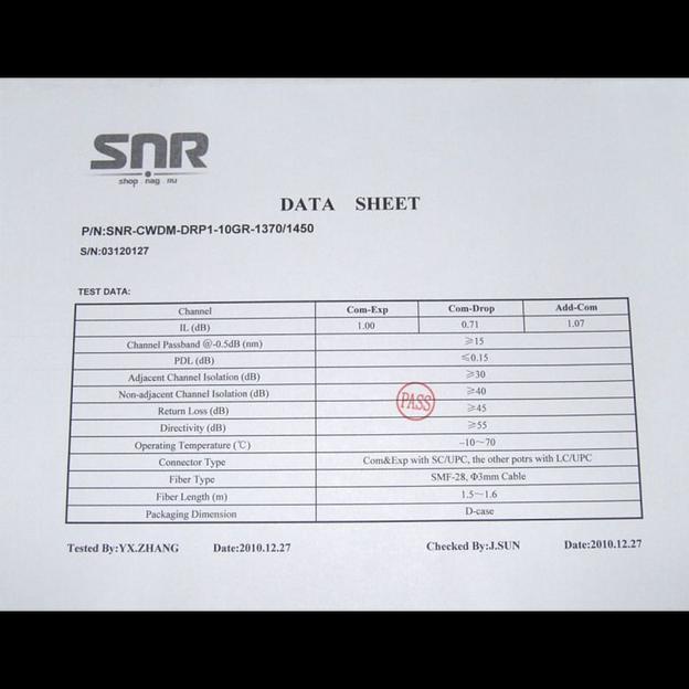 Модуль Add/Drop SNR-CWDM-10GR-OADM1-1370/1450 фото 3