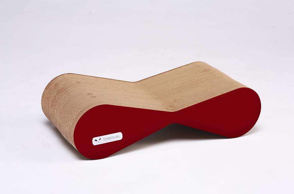 Когтеточка из картона Тумяу с картонным ободком Медиум бордовый, опт фото 1