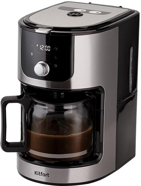 Кофемашина Kitfort КТ-782 1050Вт нержавеющая сталь/черный фото 1