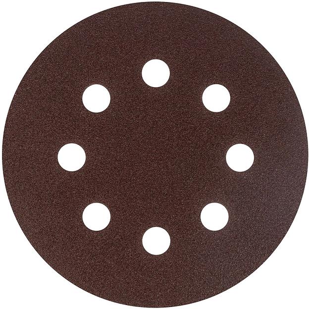 Круг абразивный на ворсовой подложке под "липучку", перфорированный, P 100, 125 мм, 5 шт.// Сибртех фото 1