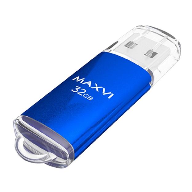 Maxvi USB Drive 32GB MP blue, монолит с колпачком, металл + ABS пластик, USB 2.0 фото 1