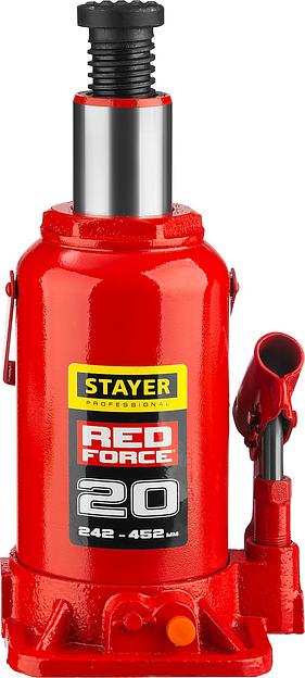 STAYER RED FORCE, 20 т, 242 - 452 мм, бутылочный гидравлический домкрат, Professional (43160-20) фото 3