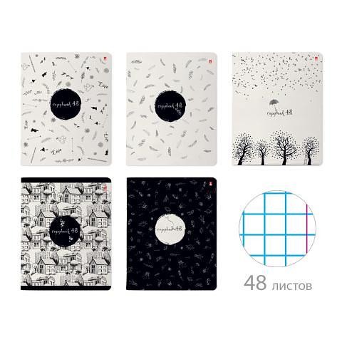 Тетрадь общая на скобе А5, 48л., клетка, Контрасты, Альт 7-48-575 фото 1