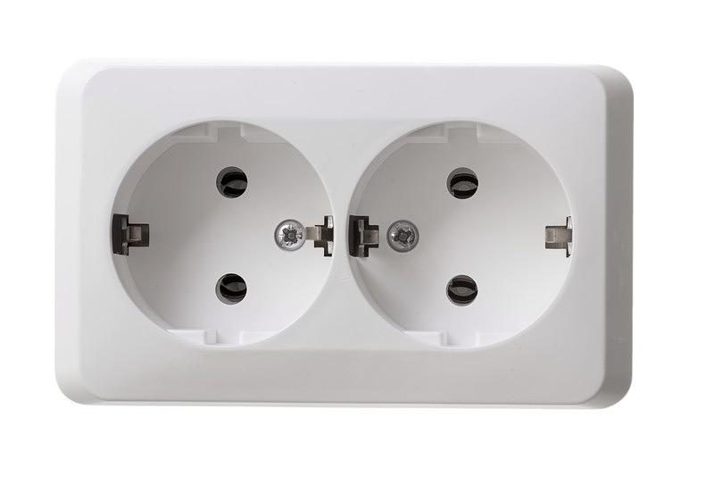 Systeme electric PA16-007B ЭТЮД О/У двойная РОЗЕТКА с заземлением без шторок 16А 250B, БЕЛЫЙ, Россия фото 4