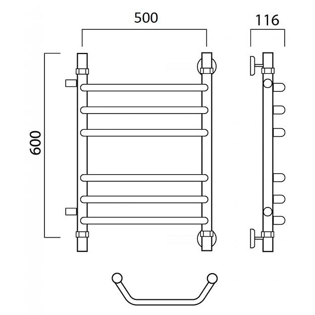 Полотенцесушитель водяной Роснерж Трапеция L108011 60x50 с боковым подключением 400 групповой фото 2