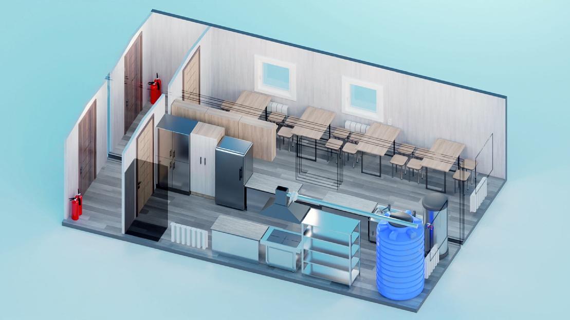 Вагон-дом кухня-столовая на 20 человек 2 вагончика фото 1