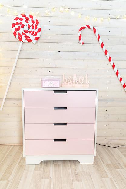 Тумба детская «Облако» 4 ящика розовая фото 1