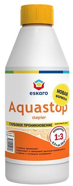 Грунт-концентрат 1:3 акриловый влагоизолятор укрепляющий "Eskaro Aquastop Stepler" 0,5л фото 1