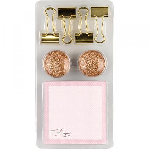 Набор канцелярский: магниты d-30мм-2шт, стикеры 68x68мм 60л., зажимы 25мм-4шт, пласт.упак., Centrum фото 1