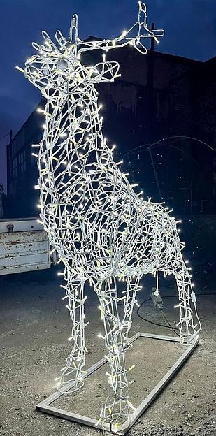 Металлическая световая фигура 3D «Олень» с диодным освещением ОПТ  фото 2