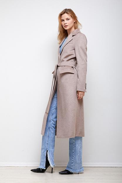 Женское демисезонное пальто деловое Mmoda серо-бежевый меланж, арт.2223501-42 фото 3