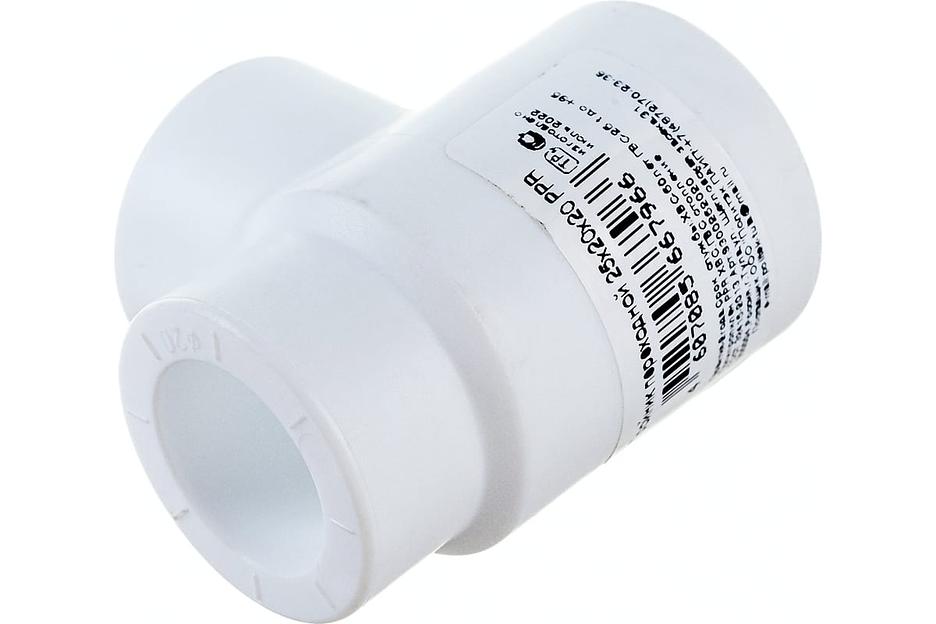 Тройник полипропиленовый PPR переходной 25х20х20мм белый фото 4