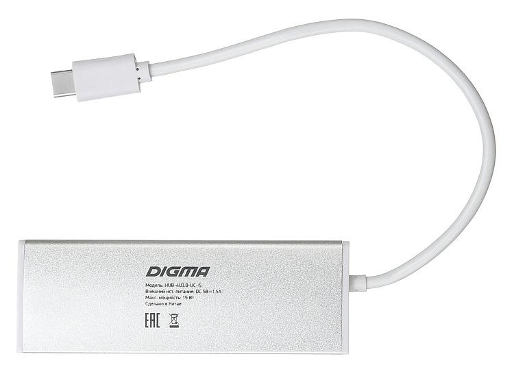 Разветвитель USB-C Digma HUB-4U3.0-UC-S 4порт. серебристый фото 4
