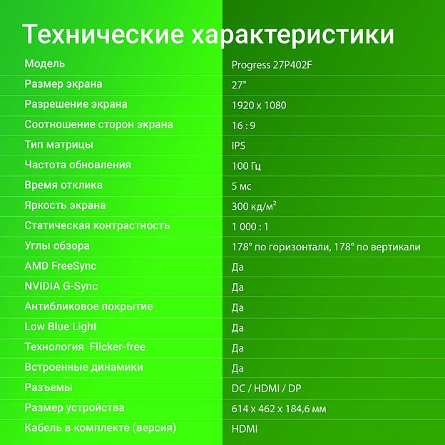Монитор Digma 27" Progress 27P402F черный IPS LED 5ms 16:9 HDMI M/M матовая 300cd 178гр/178гр 1920x1080 100Hz G-Sync DP FHD 4.3кг фото 7