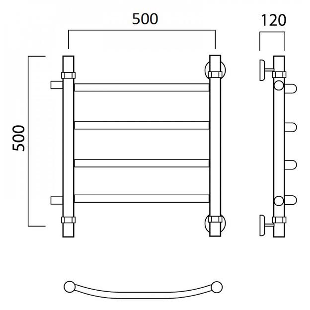 Полотенцесушитель водяной Роснерж Дуга L104001 50x50 с боковым подключением 320 фото 2