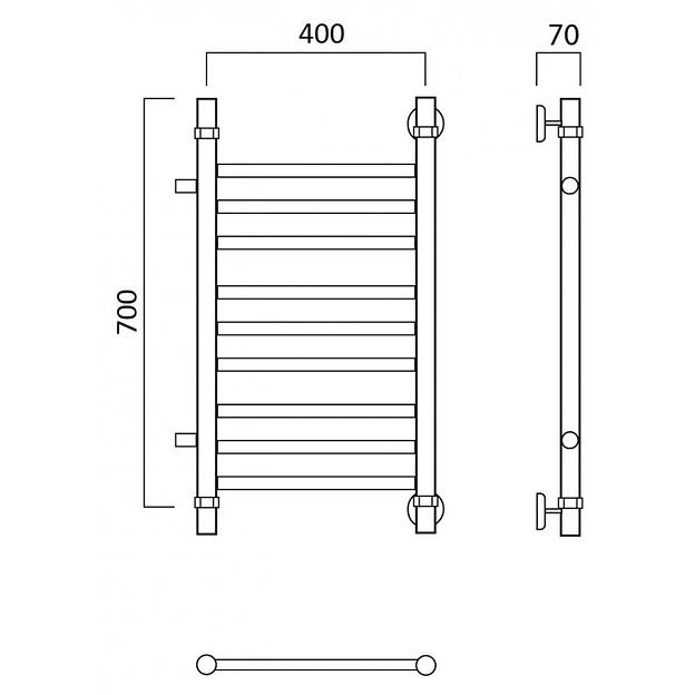Полотенцесушитель водяной Роснерж Прямая L107011 70x40 с боковым подключением 500 групповой фото 2