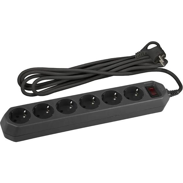 Эра Б0037265 Сетевой фильтр USF-6es-5m-B с базовой защитой с заземлением с выключателем 6 розеток 5м 10А черный фото 1