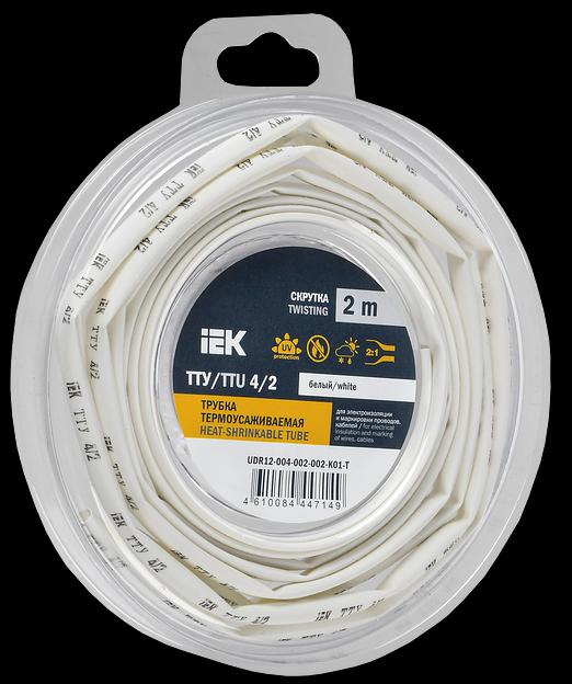 Трубка термоусадочная ТТУ нг-LS 4/2 белая (2м/упак) IEK фото 1