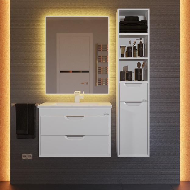 Тумба с раковиной для ванной Uperwood Modul 65 см, подвесная, глянцевая, белая  фото 10